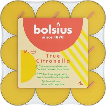 Svíčka Čajová svíčka parafinová TRUE CITRONELLA Bolsius 18 ks