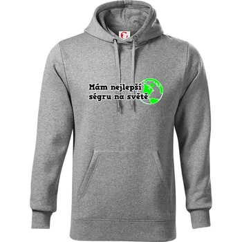 Pánská mikina Mám nejlepší ségru na světě - Mikina pánská Cape s kapucí - 5XL ( Tmavě šedý melír )