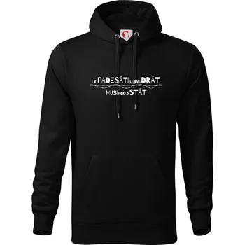 Pánská mikina V padesati kurva drát musí pořád stát - Mikina pánská Cape s kapucí - 5XL ( Černá )