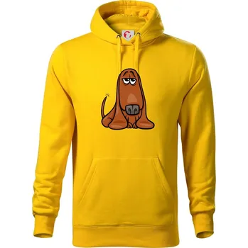 Pánská mikina Baset - kreslený hnědý - Mikina pánská Cape s kapucí - S ( Žlutá )