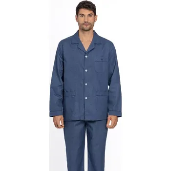 Pánské pyžamo GUASCH Pánské pyžamo ALONSO, Tmavě modrá, V dárkovém boxu, Bavlna 100%, Dlouhý rukáv - vel. 4XL