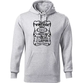 Pánská mikina Vintage Etiketa - 1955 - Mikina pánská Cape s kapucí - 5XL ( Světlešedý Melír )