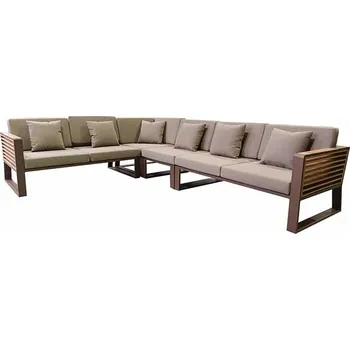 Zahradní sestava Zahradní 5 místná rohová sedací souprava NEW YORK BROWN TAUPE