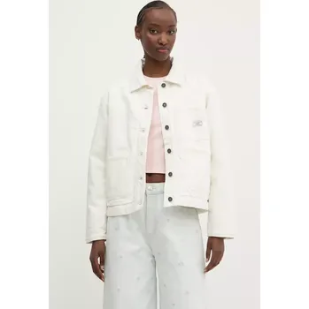 Dámská casual bunda Džínová bunda Guess Jeans bílá barva, přechodná, W4BN65 D5J31 W4BN65.D5J31 00J, vel. S