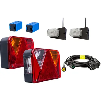 Cyklosvítilna Sada světel: zadní světla DOBPLAST DPT35 + boční obrysová světla ASPÖCK FLEXIPOINT I + kabelový svazek MANTES 5,2 m 7pinový