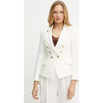 Dámské sako Plátěné sako Elisabetta Franchi béžová barva, hladké, GI16252E2 01X, vel. 34