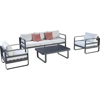 Zahradní sestava Zahradní 5 místná sedací souprava CUBE bílá/černá