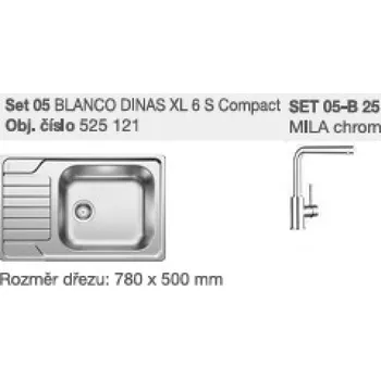 SET 05-B 25 Dinas XL 6 S Compact kartáčovaný + Mila chrom