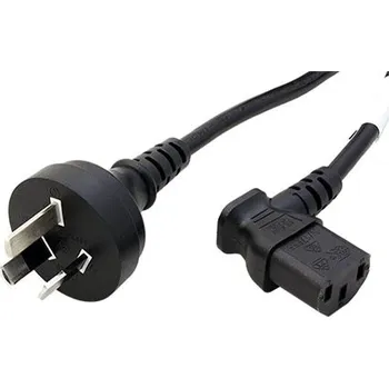 Napájecí kabel Dinic Kabel síťový Austrálie, AS 3112 (typ I) - IEC320 C13 lomený vpravo, 1,8m, černý (CB-N-AUS-90) - 19.42.0090