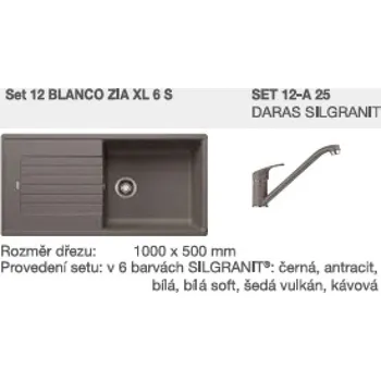 Vodovodní baterie Blanco SET 12-A 25 ZIA XL 6 S černá + DARAS černá + 5 % sleva v košíku s kódem SLEVA5