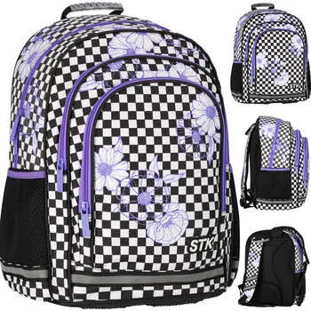 Školní batoh Školní batoh Starpak s více přihrádkami, bílý, černý, fialový, 23 l