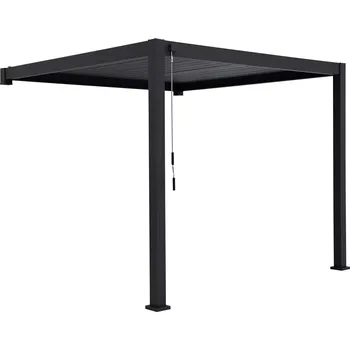 Pergola Zahradní stínění ke zdi REFLECT černé 3x4m - sloupy 11 cm