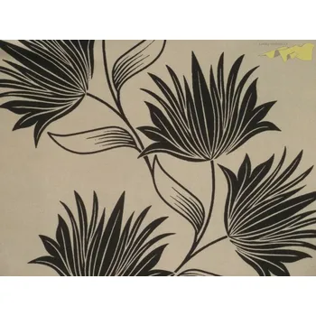 béžová hedvábná šatovka 3165 černý květ