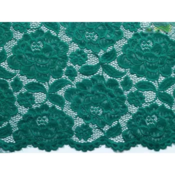 Krajka tmavě zelená elastická krajka alice