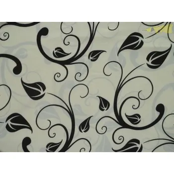 krémová hedvábná šatovka 3164 vzor s listy