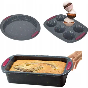 Forma na pečení SILIKONOVÁ FORMA SADA 3 KS KEKSOVKA FORMA NA TARTU NA MUFFINY K PEČENÍ