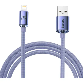 Datový kabel Baseus Crystal Shine kabel USB / Apple Lightning 2m / 2,4A violet