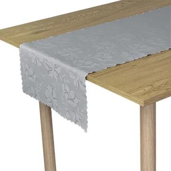 Obraz Šedý ubrus odolný proti skvrnám s květinami 50x160 cm