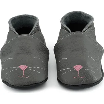 Capáčky EBOOBA Kožené capáčky s koženou podrážkou kočička 6-7 let Šedá 31