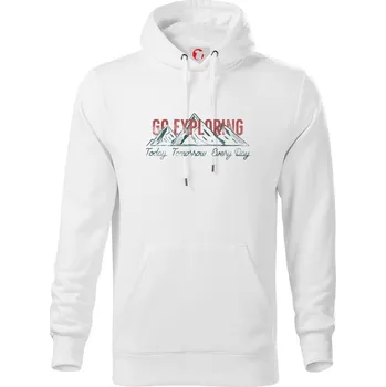 Pánská mikina Go Exploring - Mikina pánská Cape s kapucí - 5XL ( Bílá )