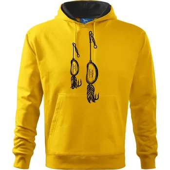 Pánská mikina Kreslené dvě návnady - Mikina pánská Cape s kapucí - S ( Žlutá )