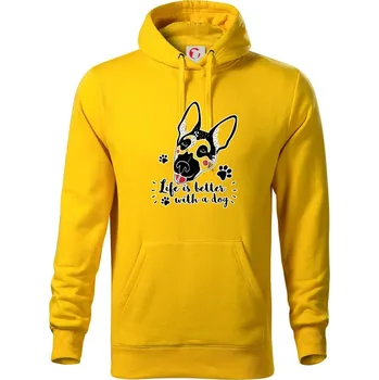 Pánská mikina German shepherd - life is a better with dog - Mikina pánská Cape s kapucí - 3XL ( Žlutá )