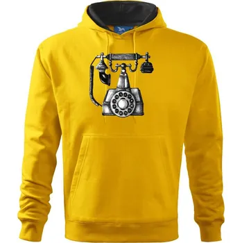 Pánská mikina Telefon starý kreslený - Mikina pánská Cape s kapucí - M ( Žlutá )