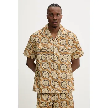 Pánská košile Bavlněná košile Drôle de Monsieur La Chemise Paisley hnědá barva, relaxed, s klasickým límcem, G-SH203-CO189-MS G.SH203.CO189.MS 82X, vel. XL