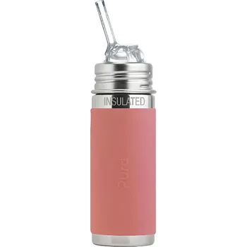 Kojenecká láhev Pura Dětská láhev Termo se slámkou 260 ml rose