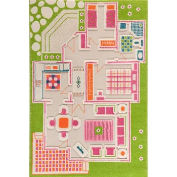 Domeček pro panenku DOMEČEK PRO PANENKY - Zelený Koberec 3D Pro Děti 80x150 cm IVI Carpets