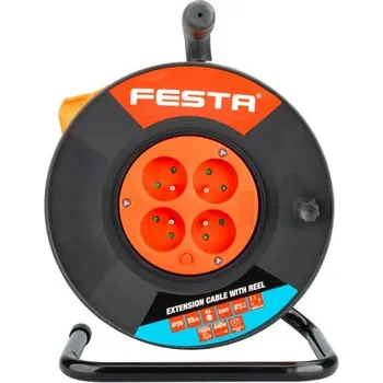 Prodlužovací kabel Kabel prodlužovací na bubnu FESTA 25m 4zásuvka 3x1.5mm IP20 MAX 3680W