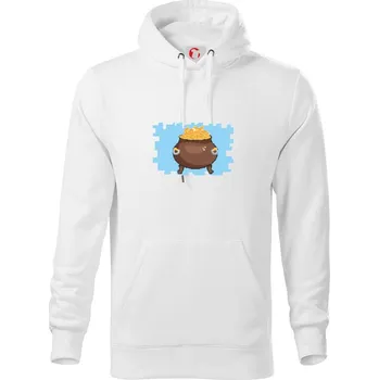 Pánská mikina Gamer - stará hra - hrnec zlata - Mikina pánská Cape s kapucí - 2XL ( Bílá )