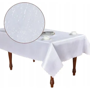 ubrus UBRUS NA STŮL 160x300 DEKORAČNÍ ŽAKÁROVÝ BÍLÝ 02