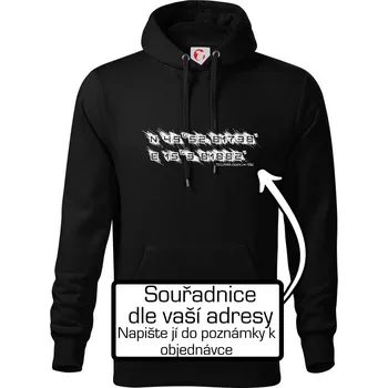 Pánská mikina Souřadnice - narození - adresa - Mikina pánská Cape s kapucí - 5XL ( Černá )