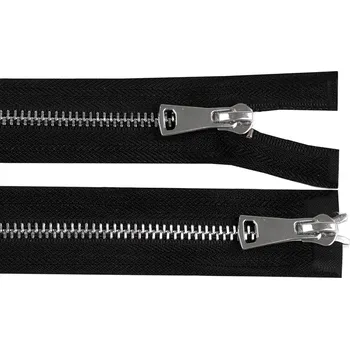 Zip Zip kovový 5 mm dělitelný 2 jezdce / dvoucestný 60 cm - 1 černá stříbrná