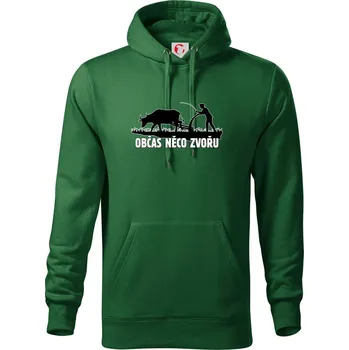 Pánská mikina Občas něco zvořu - Mikina pánská Cape s kapucí - 4XL ( Lahvově zelená )