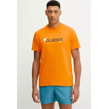 Bavlněné tričko Guess oranžová barva, s potiskem, F5GI06 I3Z14 F5GI06.I3Z14 22X, vel. XL