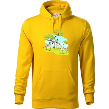 Pánská mikina Zebry pod stromem - Mikina pánská Cape s kapucí - M ( Žlutá )