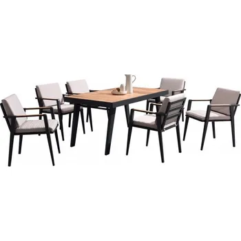 Zahradní sestava Zahradní 6 místná jídelní souprava EMOTI BLACK TAUPE