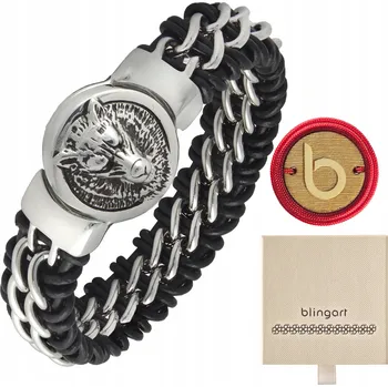 Náramek Kožený náramek Blingart 22 cm černý