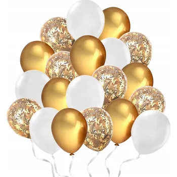 Balónek Sada BALÓNKY zlaté, bílé a konfety, 30 kusů P17