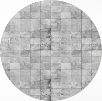 Koberec Kulatý Koberec Vinyl PVC průměr 70 cm Světlé kamenné dlaždice industriální styl