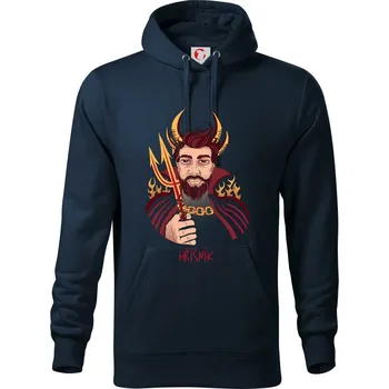 Pánská mikina Hříšník malovaný (Pecka design) - Mikina pánská Cape s kapucí - 4XL ( Námořní modrá (velmi tmavá - téměř černá) )