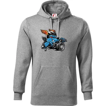 Pánská mikina Motorkář vlk - Mikina pánská Cape s kapucí - 2XL ( Tmavě šedý melír )