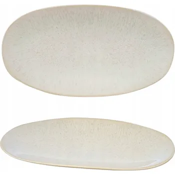 OVÁLNÍ KERAMICKÝ TALÍŘ BÉŽOVÝ na uzeniny, vejce, obdélníkový salátová mísa