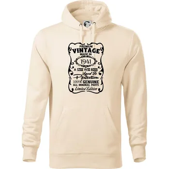 Pánská mikina Vintage Etiketa - 1941 - Mikina pánská Cape s kapucí - S ( Mandlová )