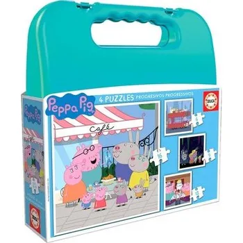 Puzzle 6+9+12+16 Świnka Peppa (walizka) G3