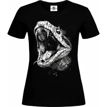 Dámské tričko Tričko Had Druh: Dámské, Barva: Černá, Velikost: XS