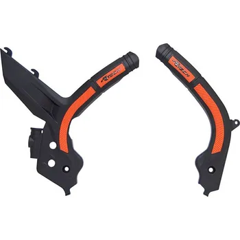 RACETECH (RTECH) kompletní kryty rámu BI-mateRIAL SUPER GRIP KTM SX 125/150/250 19-21, SXF 250/350/450 19-21, SXF 450 18-21, EXC/EXCF 150/250/350/450 20-21 barva černá oranžová (RACETECH (RTECH) kompletní kryty rámu BI-mateRIAL SUPER GRIP KTM SX 125/150/2