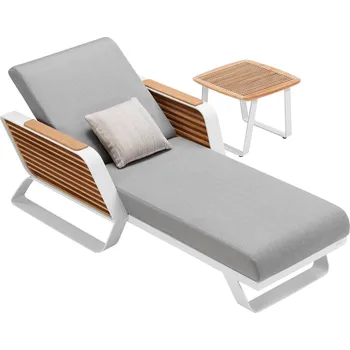 Zahradní lehátko Zahradní lehátko WING WHITE GREY s odkládacím stolkem